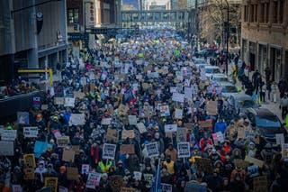 Anti-ICE protesters march in Minneapolis